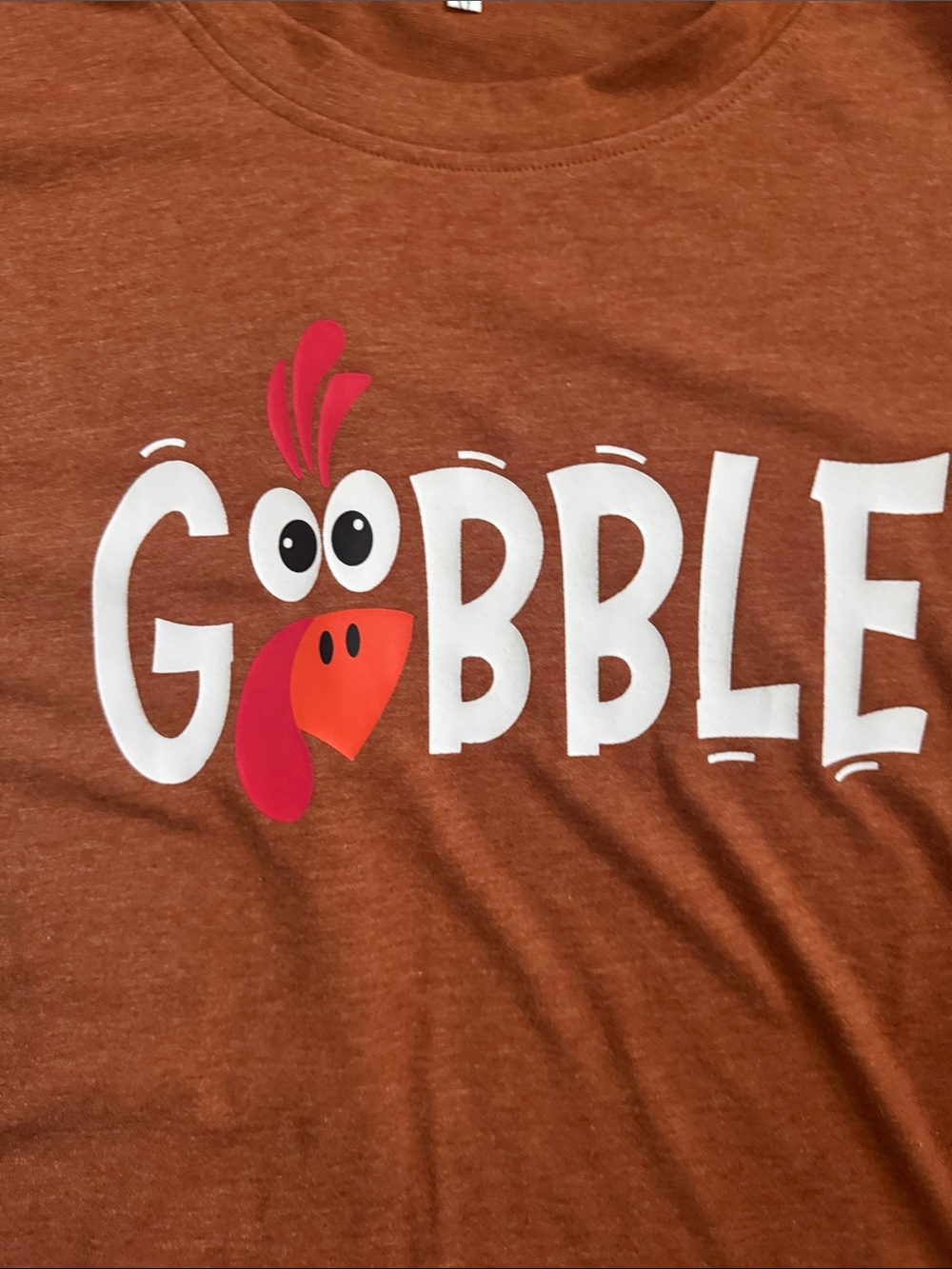 Womens Pair of Holiday Tees-- 'Gobble' Orange Graphic Tee/XMAS Green Graphic Tee - Picture 4 of 10